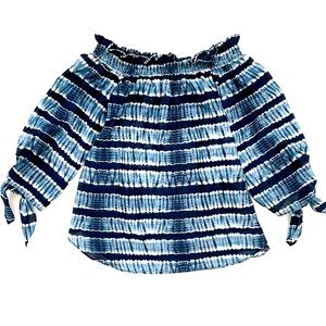 MICHAEL Michael Kors Shibori Off Shoulder Top Tie Dye Cotton Sz M